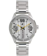 Fastrack, Men's Watch Varsity Collection Analog, White Dial Silver Stainless Steel Strap, 3177SM02
